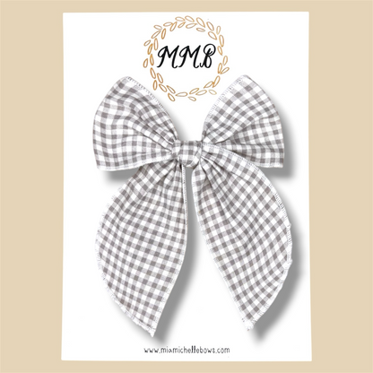 Gray Gingham Fairytale Bow