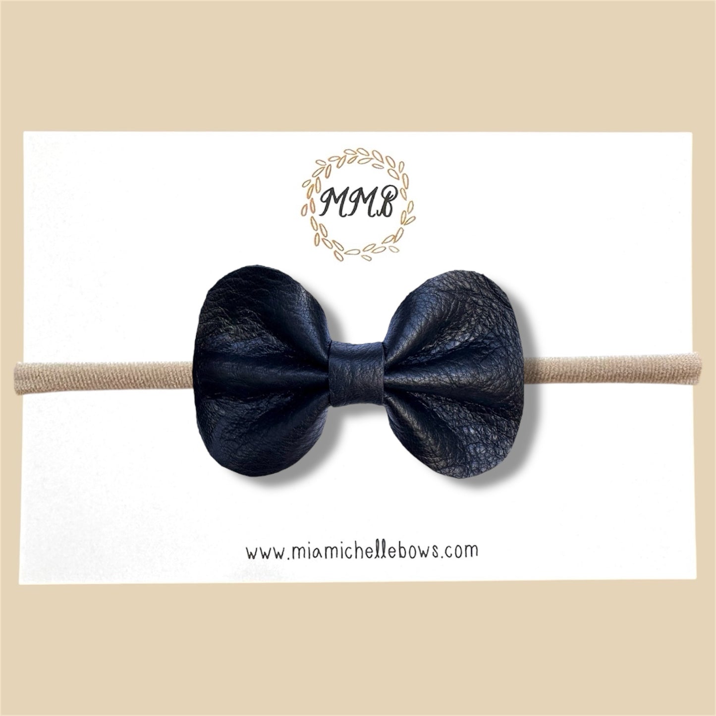 Black Genuine Leather Bow