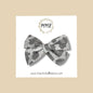 Gray Leopard Stretch Knit Hand Tied Bow