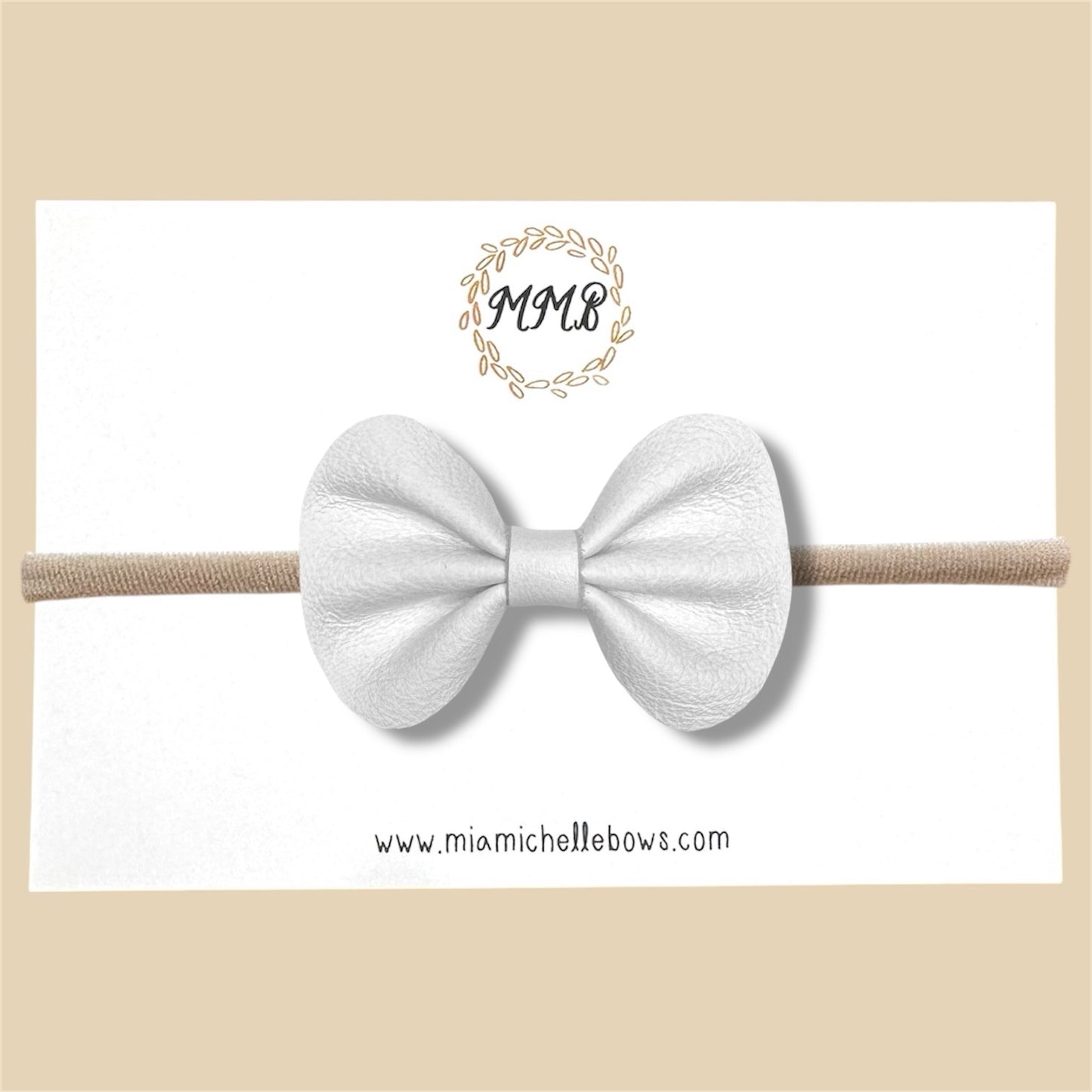 White Genuine Leather Bow