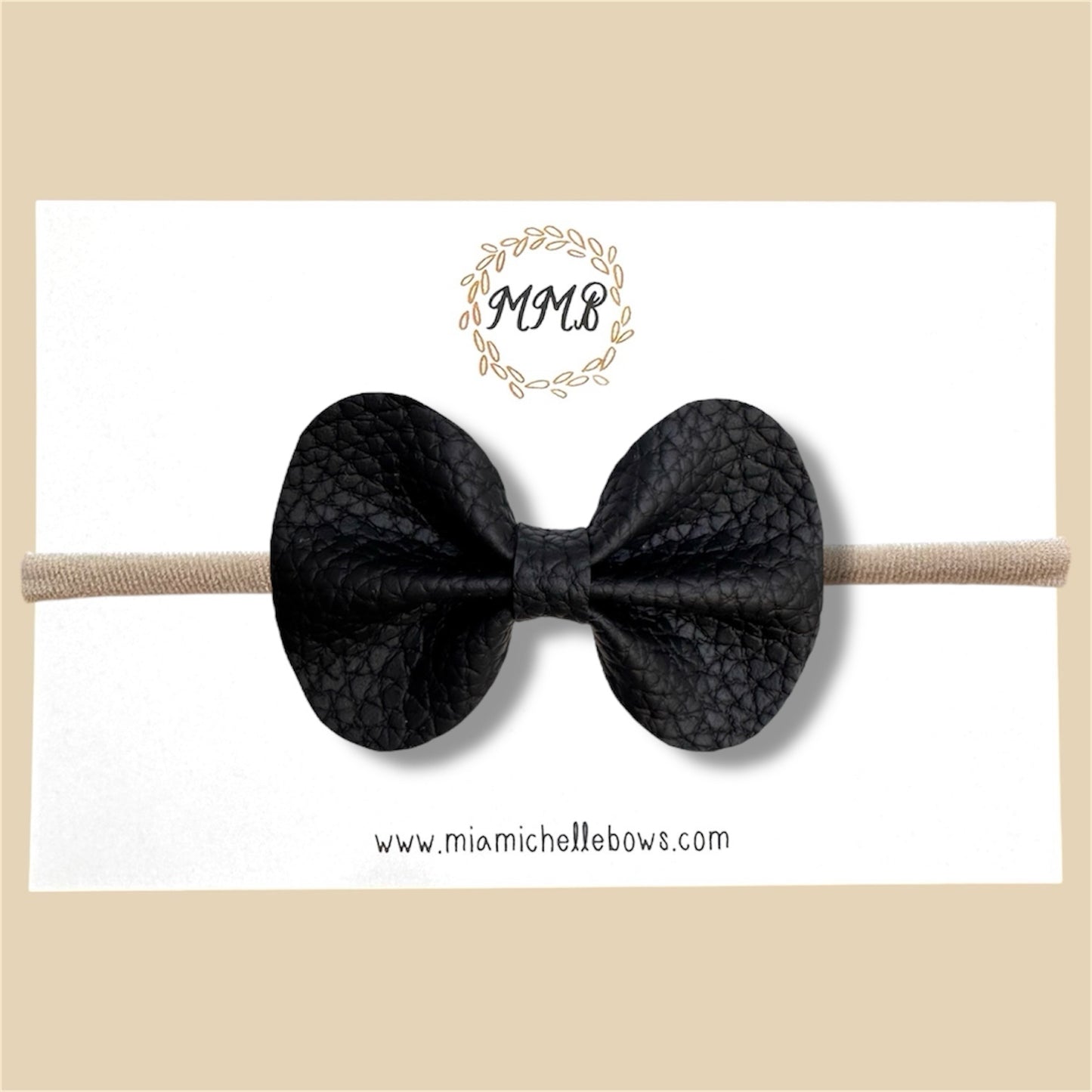 Black Vegan Leather Bow