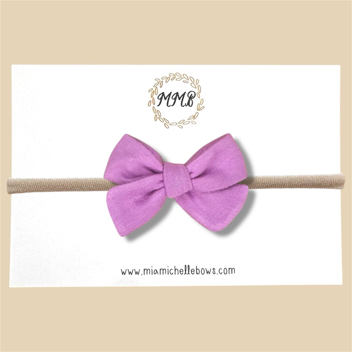 Lavender Stretch Knit Hand Tied Bow