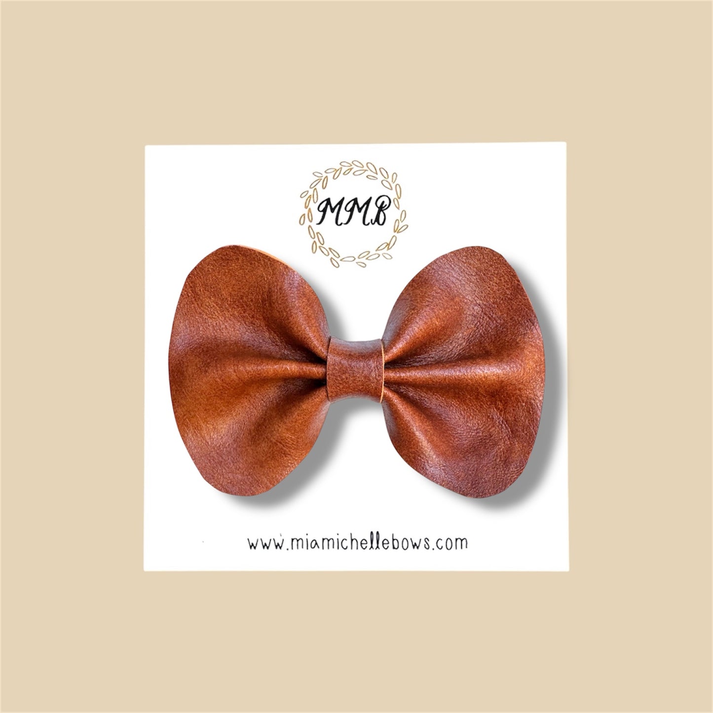 Brown Vegan Leather Bow