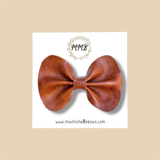 Brown Vegan Leather Bow