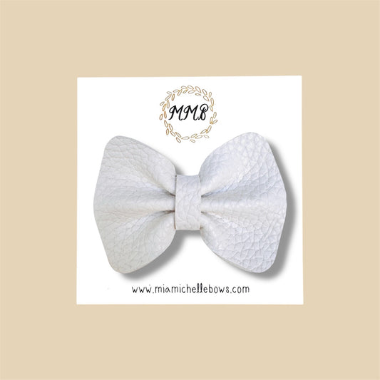 White Vegan Leather Bow