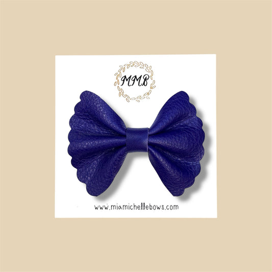 Indigo Flutter Genuine Leather Bow