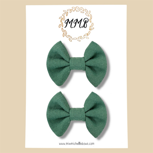 Green —Jersey Knit Mini Pigtail Bows