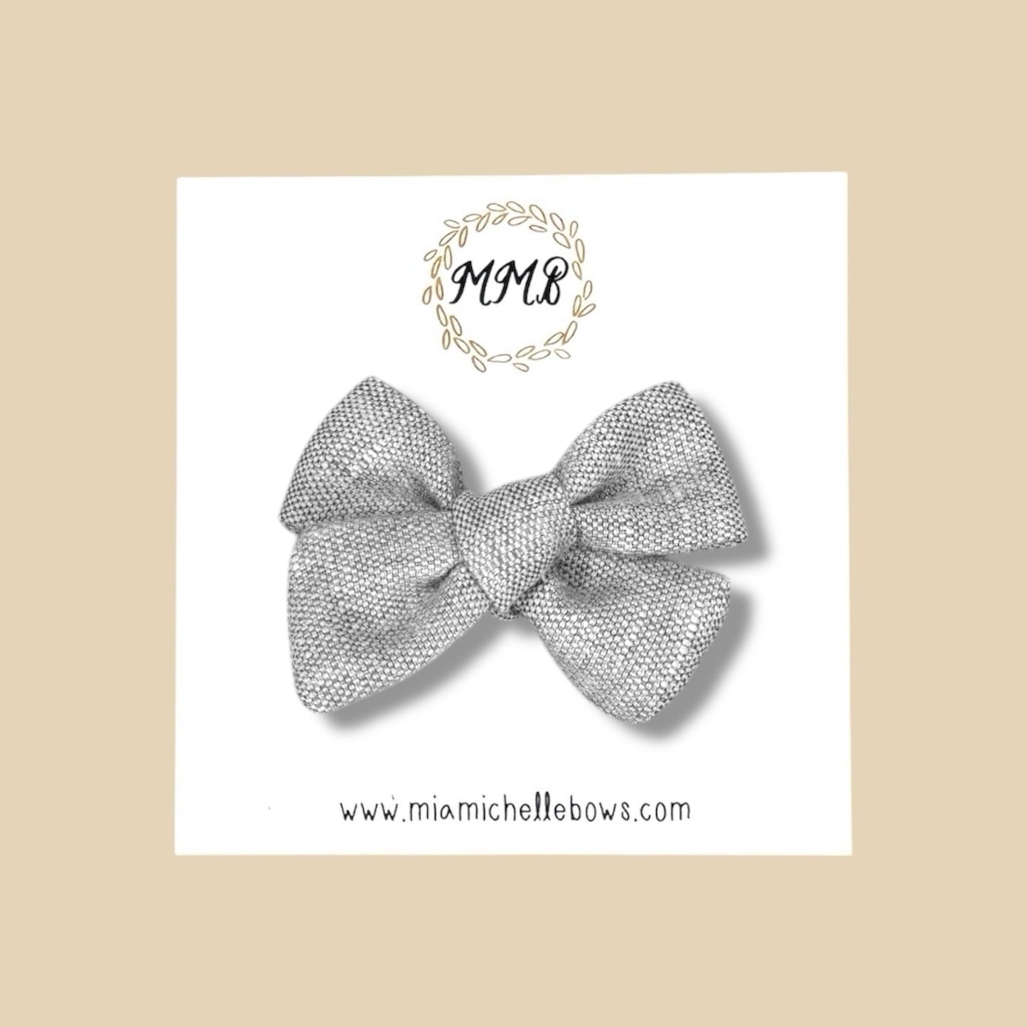 Hand Tied Gray Woven Bow