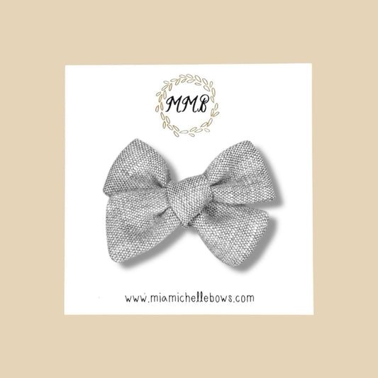 Hand Tied Gray Woven Bow