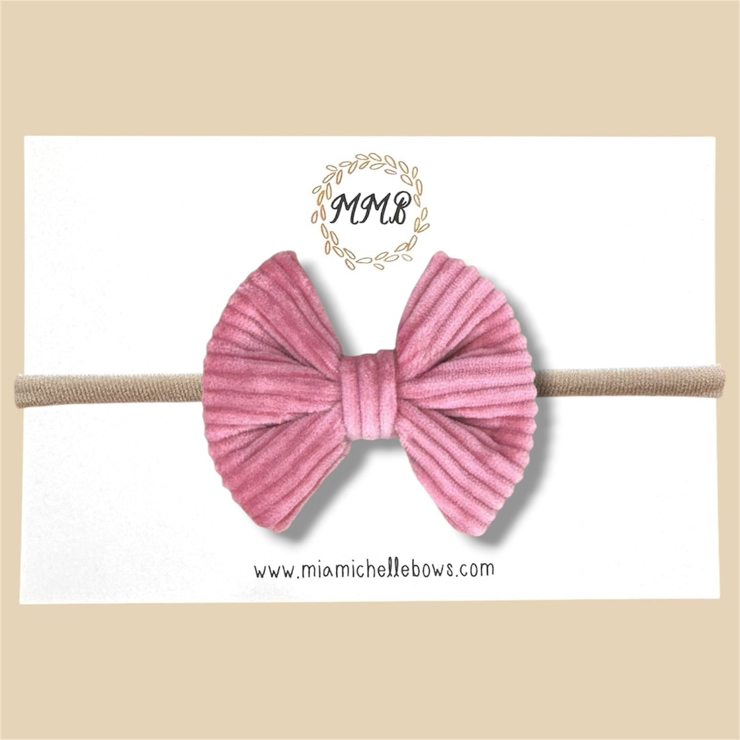 Mauve Pink Corduroy Bow