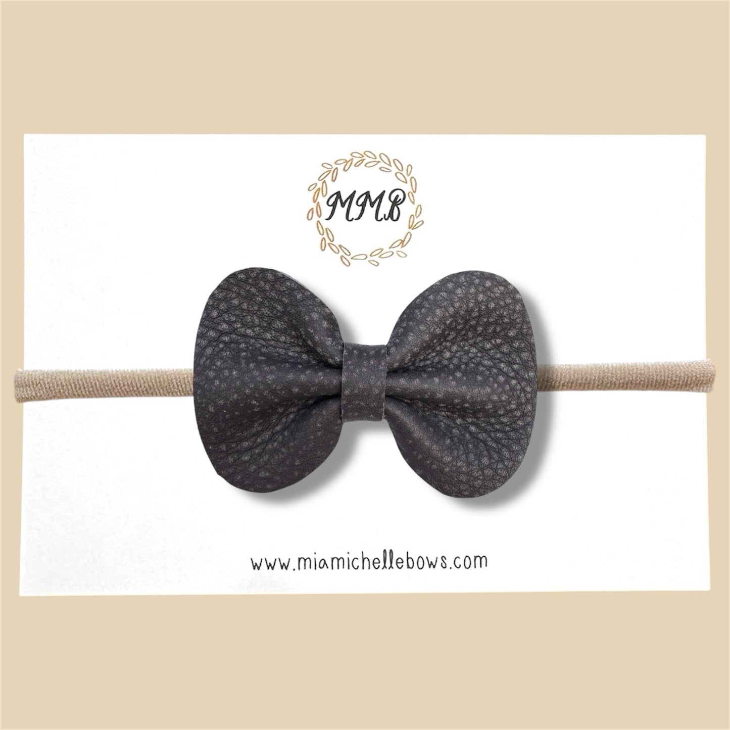 Dark Gray Genuine Leather Bow