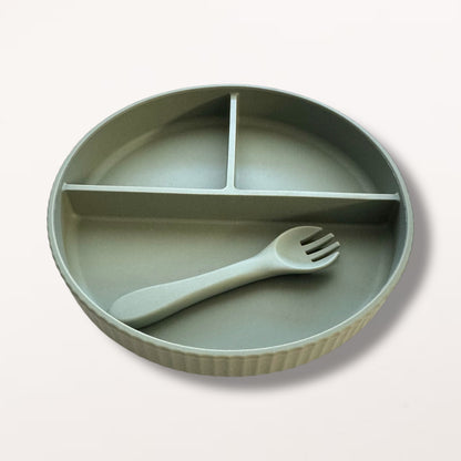 Silicone Suction Plate with Silicone Fork