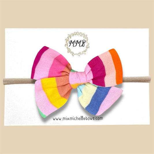 Hand-tied Pink Rainbow Bow