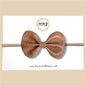Tan & Silver Polkadot Vegan Leather Bow