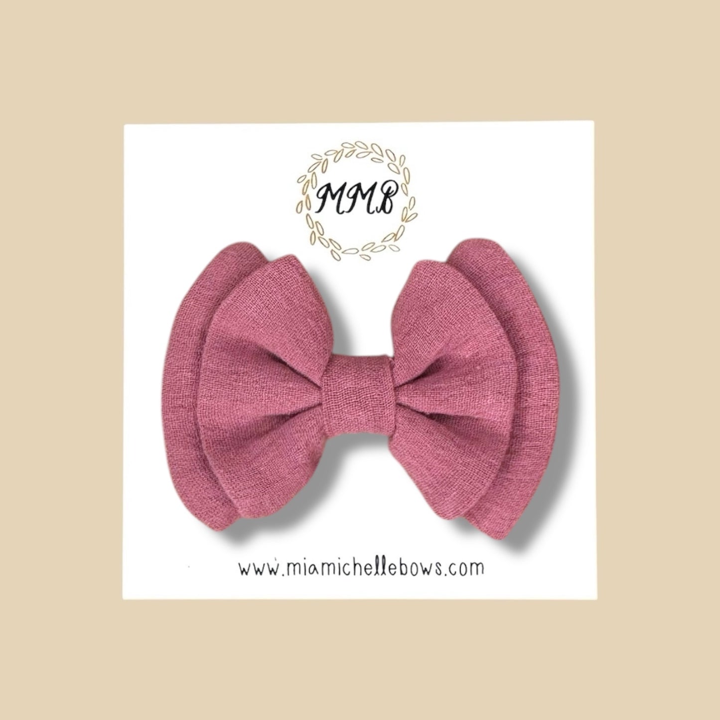Double Layer Gauze Bow in Mauve