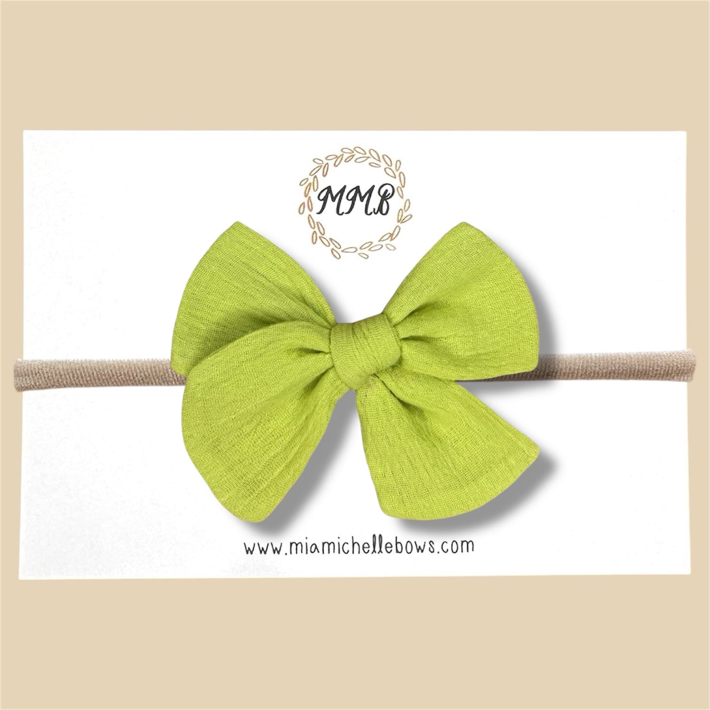 Hand-tied Gauze Bow in Key Lime