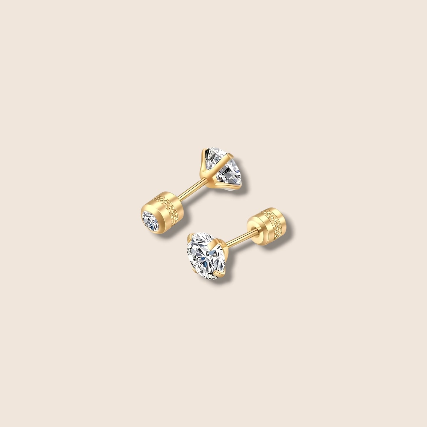 8 mm Double Sided CZ Screw Back Stud Earrings