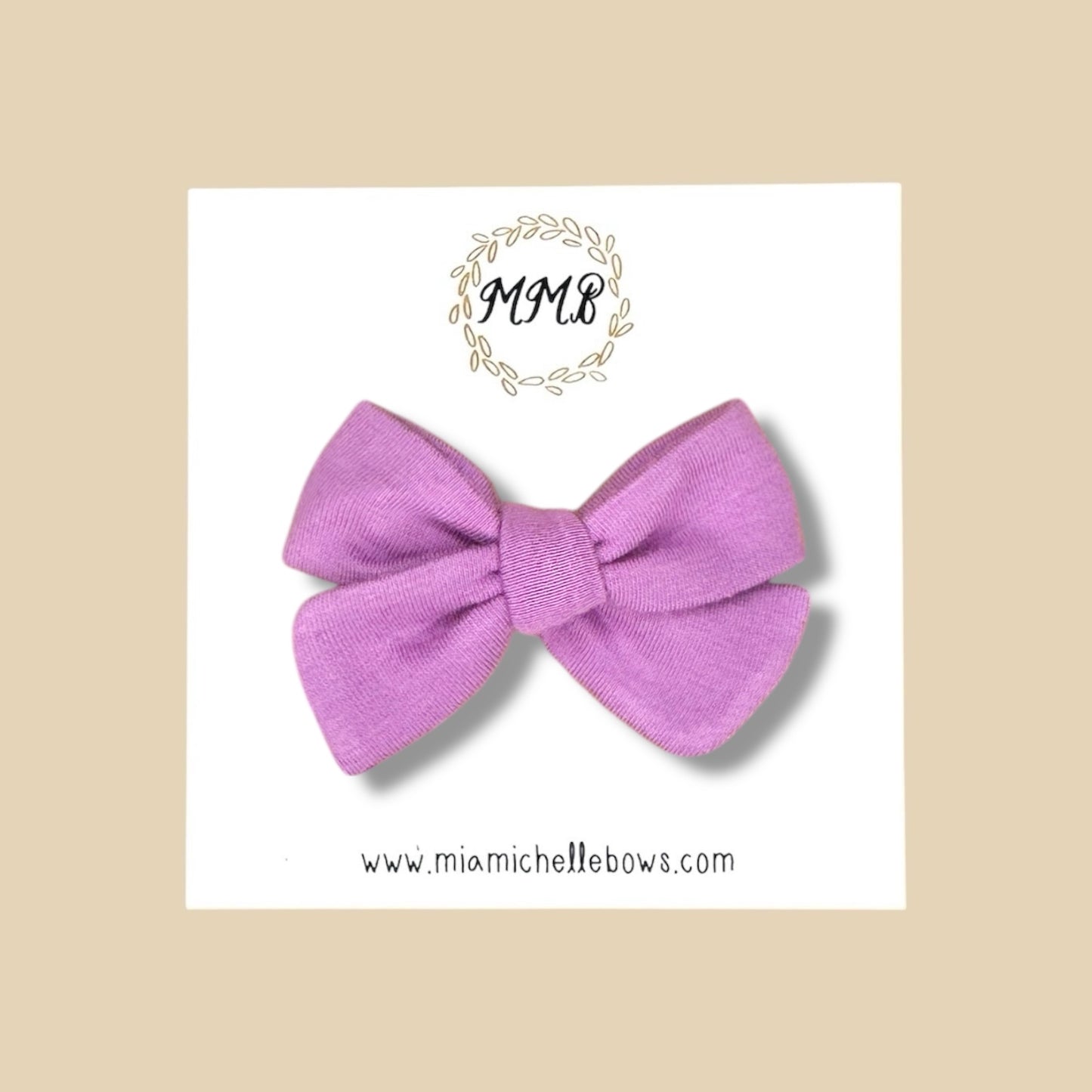 Lavender Stretch Knit Hand Tied Bow