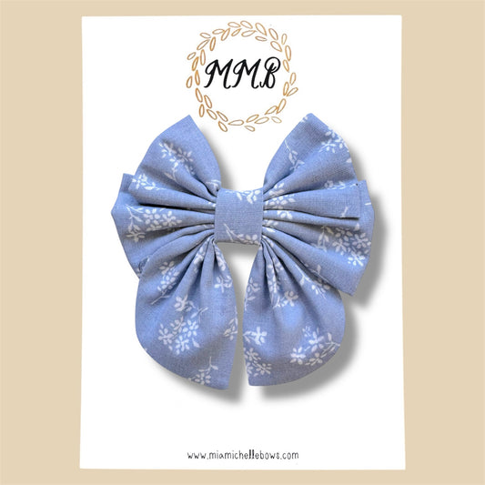 Blue & White Floral Luxe Bow