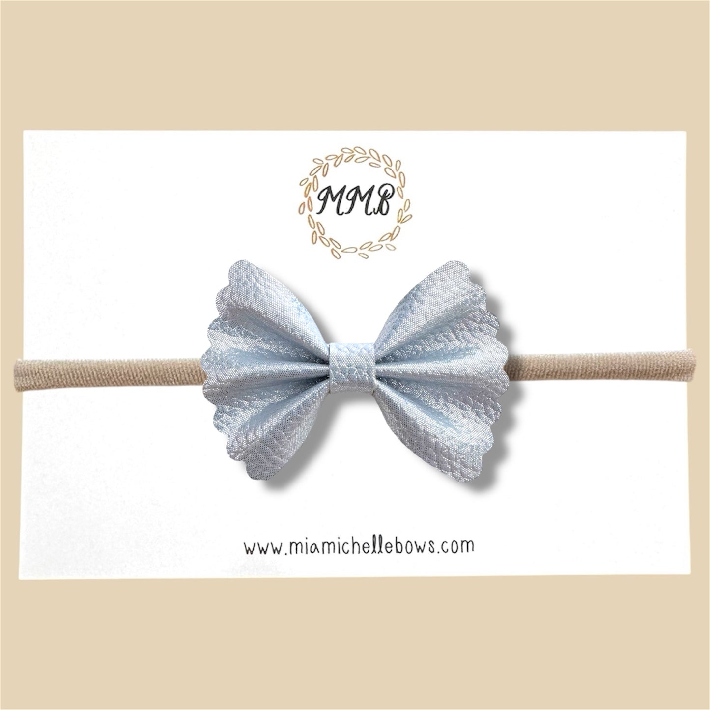 Silver Scalloped Vegan Leather Bow