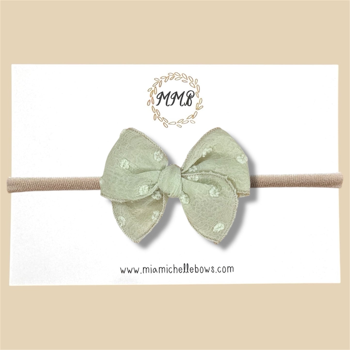 Sage Swiss Dot Fairytale Bow