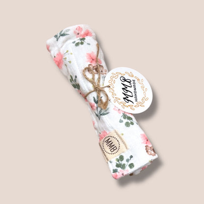 Pink Floral— Cotton Gauze Burp Cloth