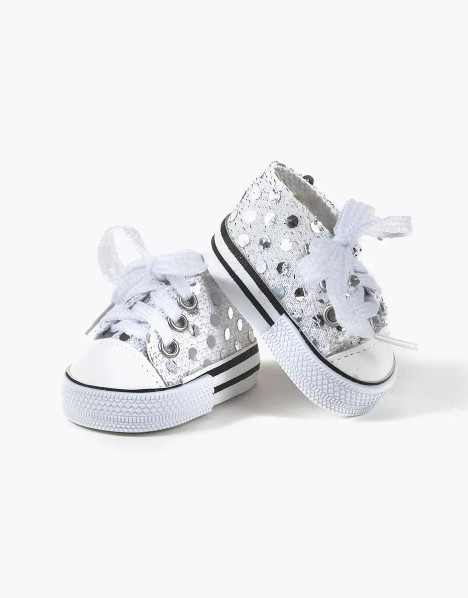 Doll—Minikane Sneakers -Silver Sequins—IMPERFECT