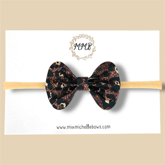 Brown Leopard Glitter Bow