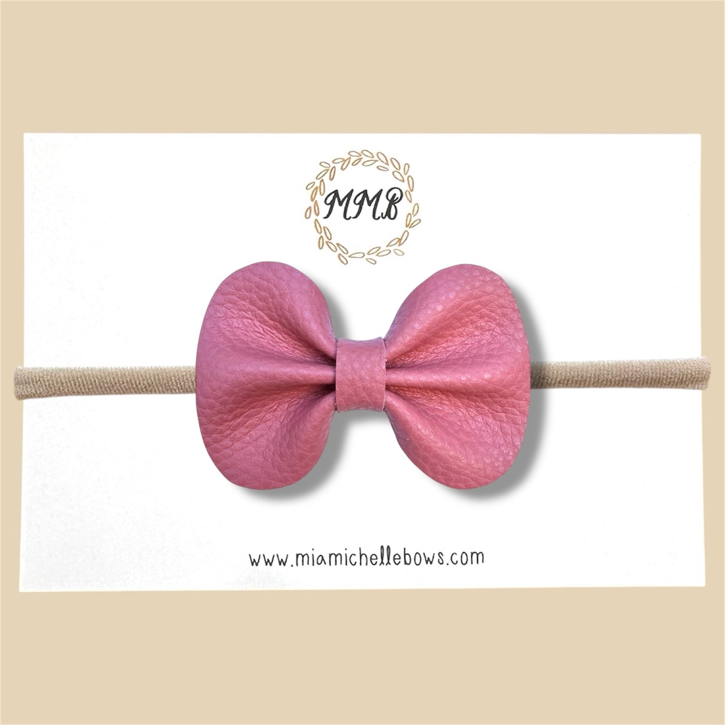 Mauve Genuine Leather Bow