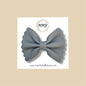 Medium Gray Scalloped Genuine Leather Bow