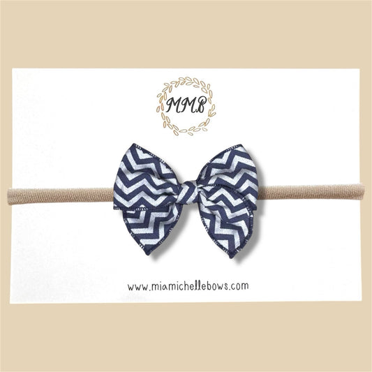 Navy Blue Chevron Fairytale Bow