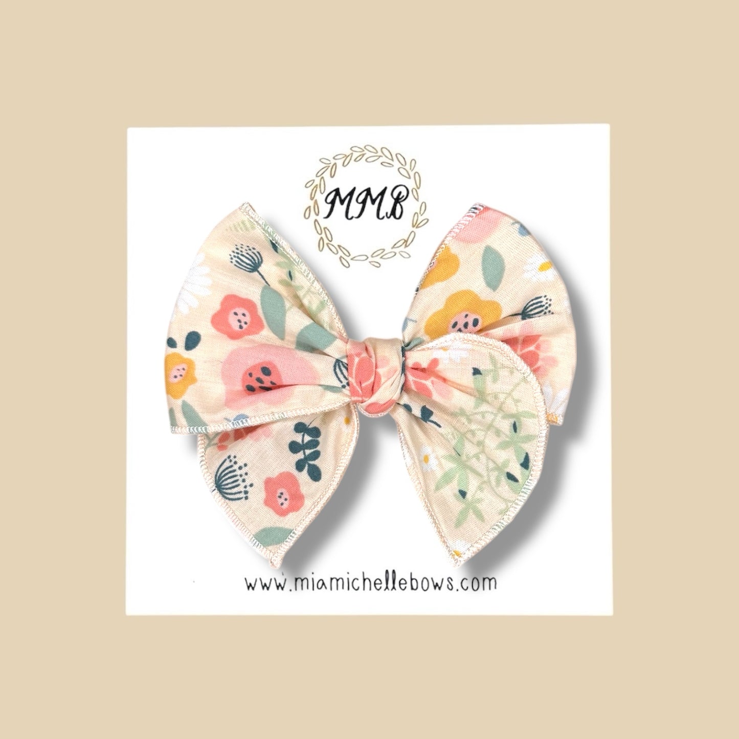 Peachy Floral Fairytale Bow