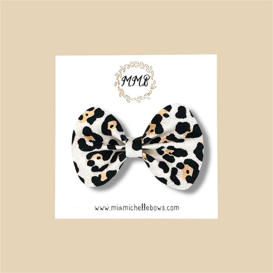 White Leopard Glitter Bow