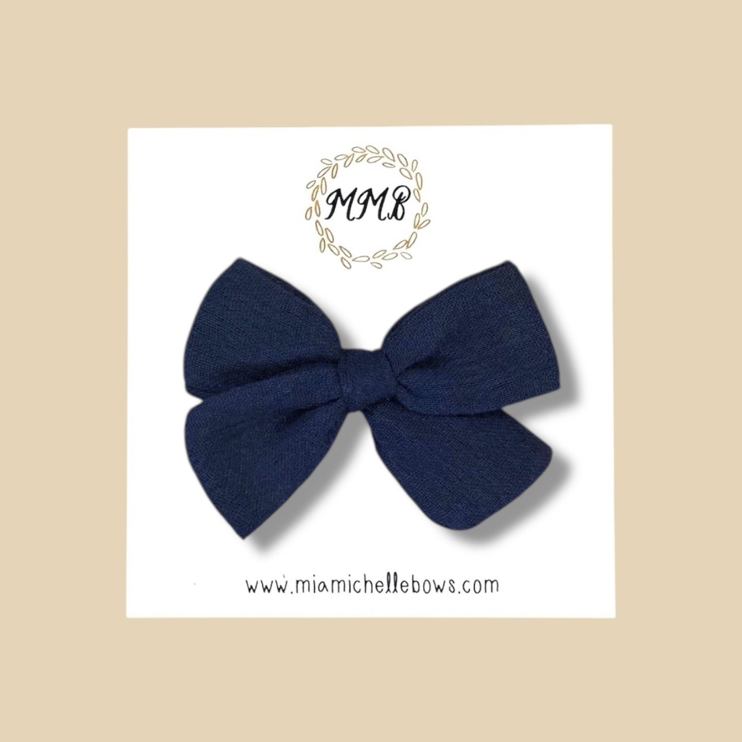 Hand-tied Gauze Bow in Navy Blue