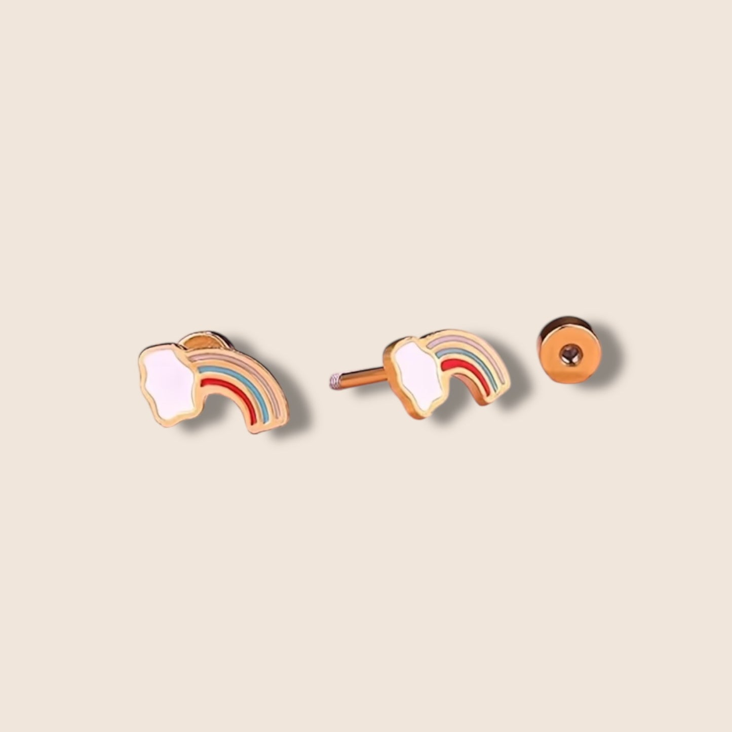 Gold Rainbow Screw Back Studs
