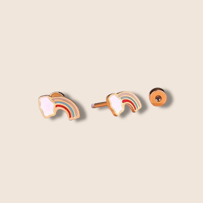 Gold Rainbow Screw Back Studs