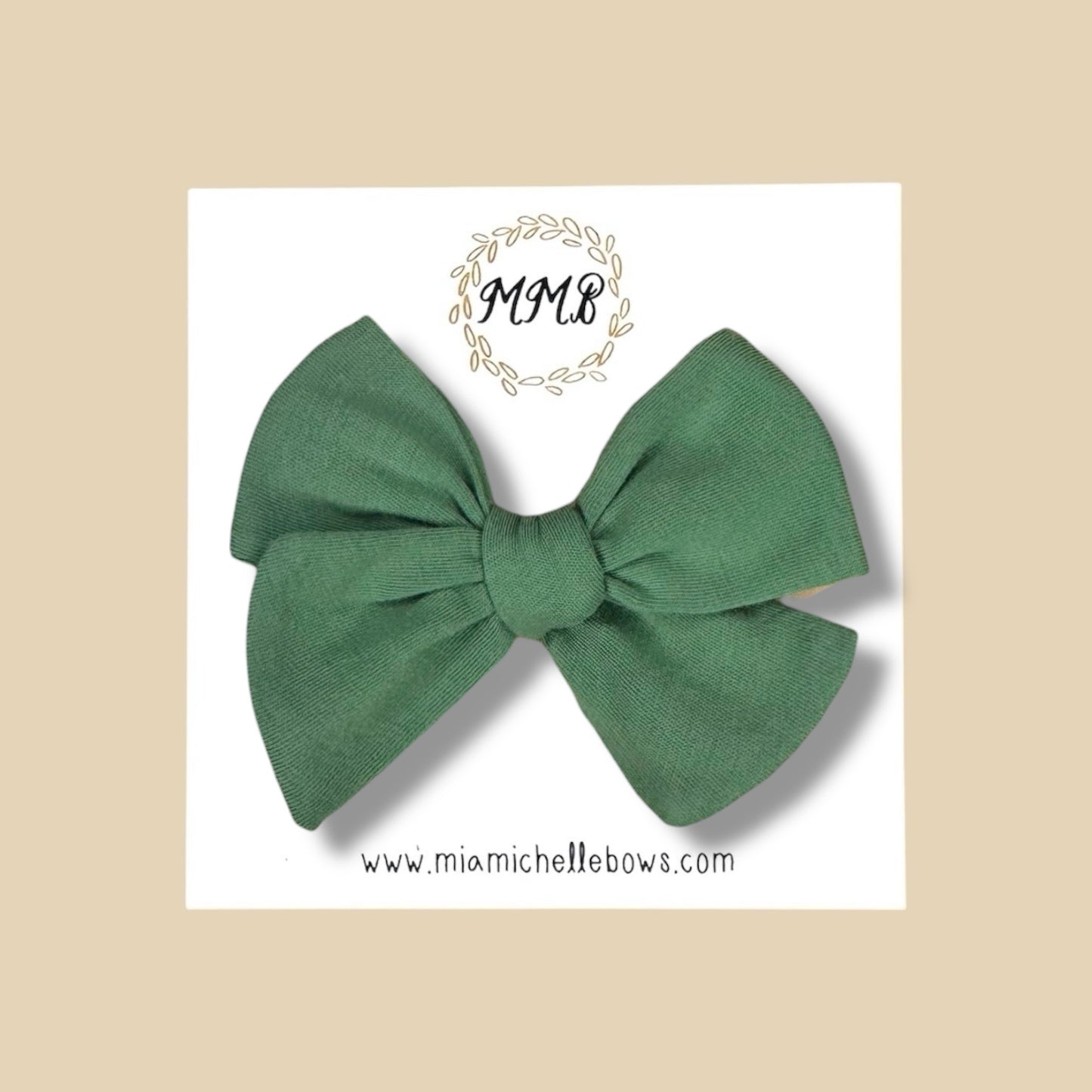 Green Stretch Knit Hand Tied Bow