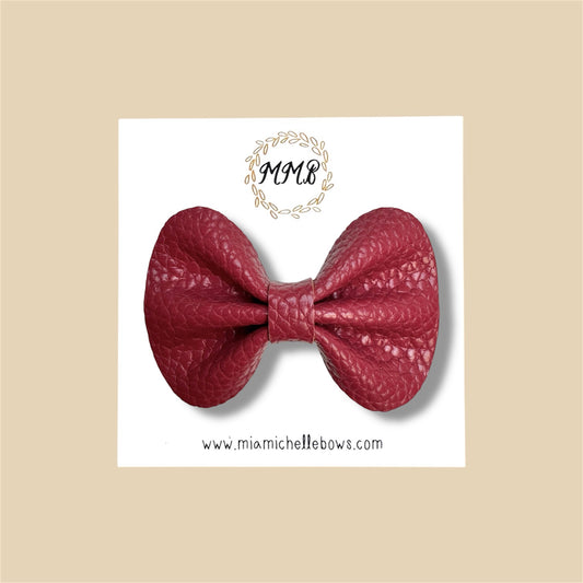 Dark Red Vegan Leather Bow
