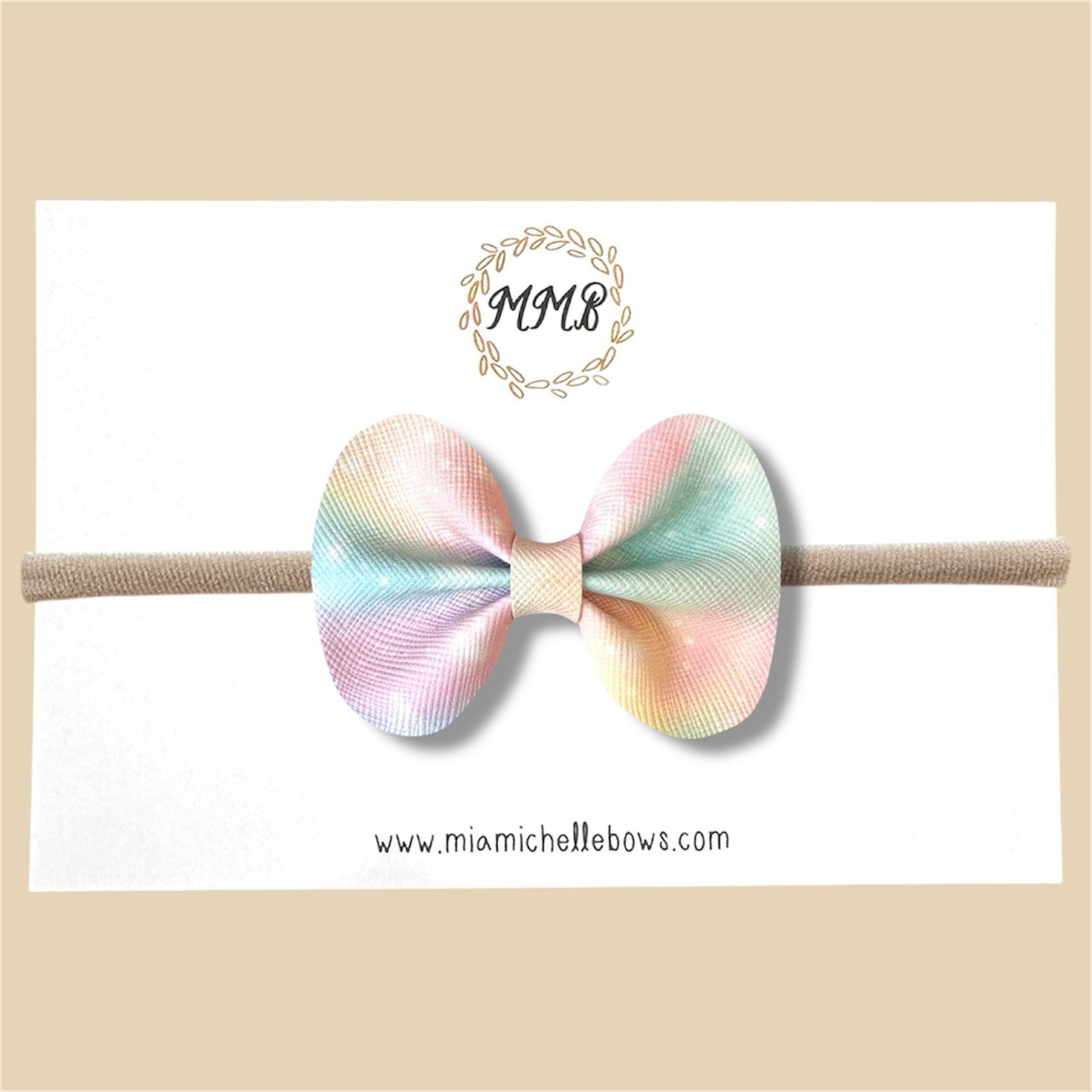 Pastel Tie-Dye Vegan Leather Bow