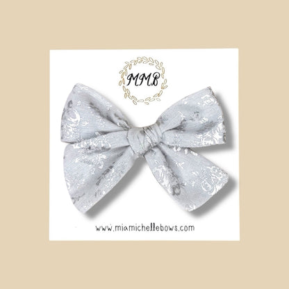 Hand-tied Silver Floral Bow