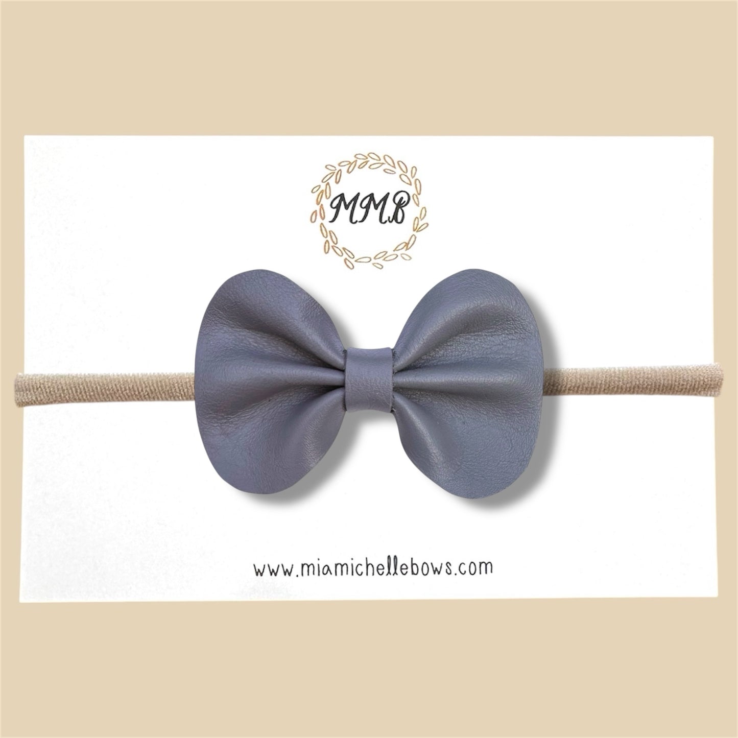 Cool Gray Genuine Leather Bow