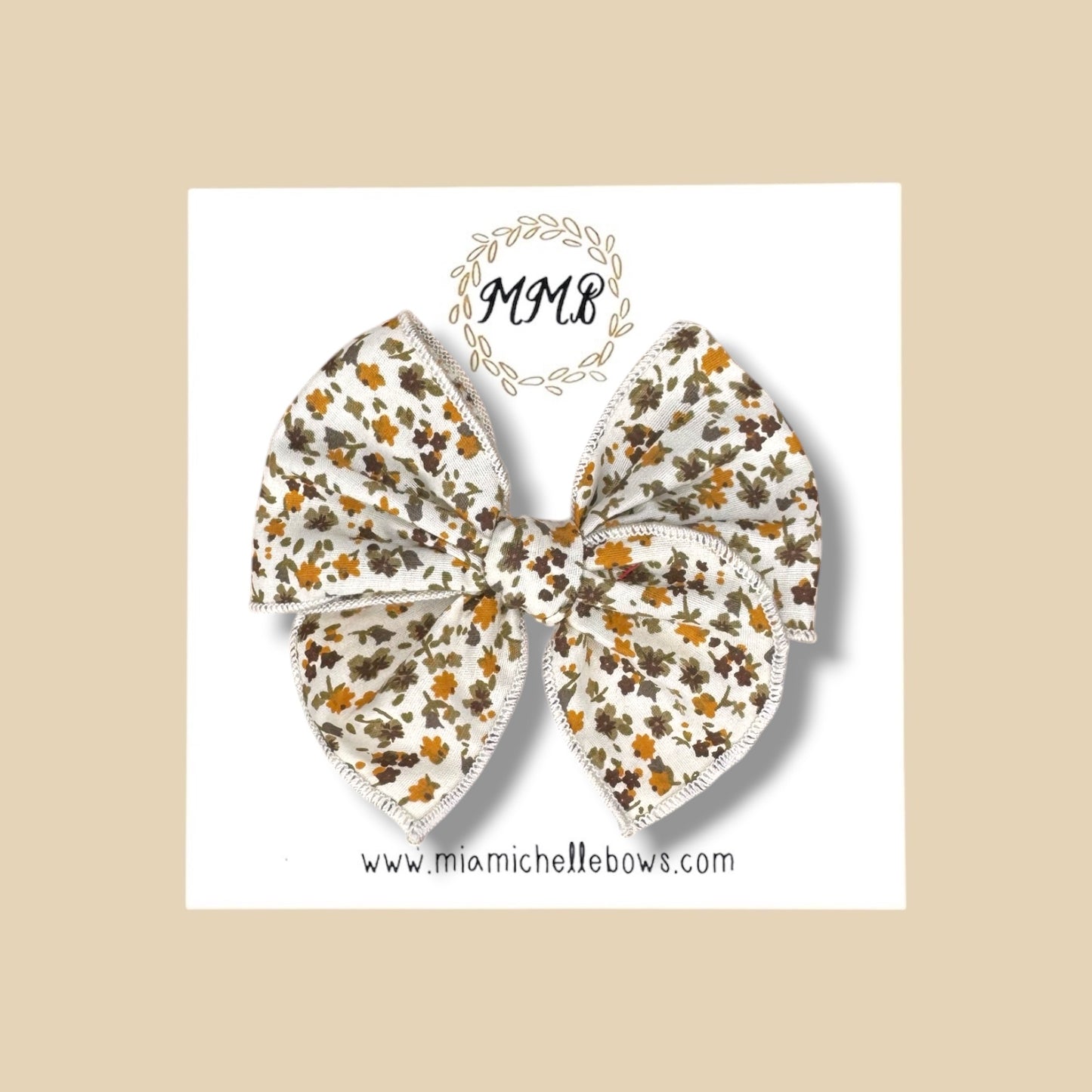 Mustard & Brown Floral Fairytale Bow