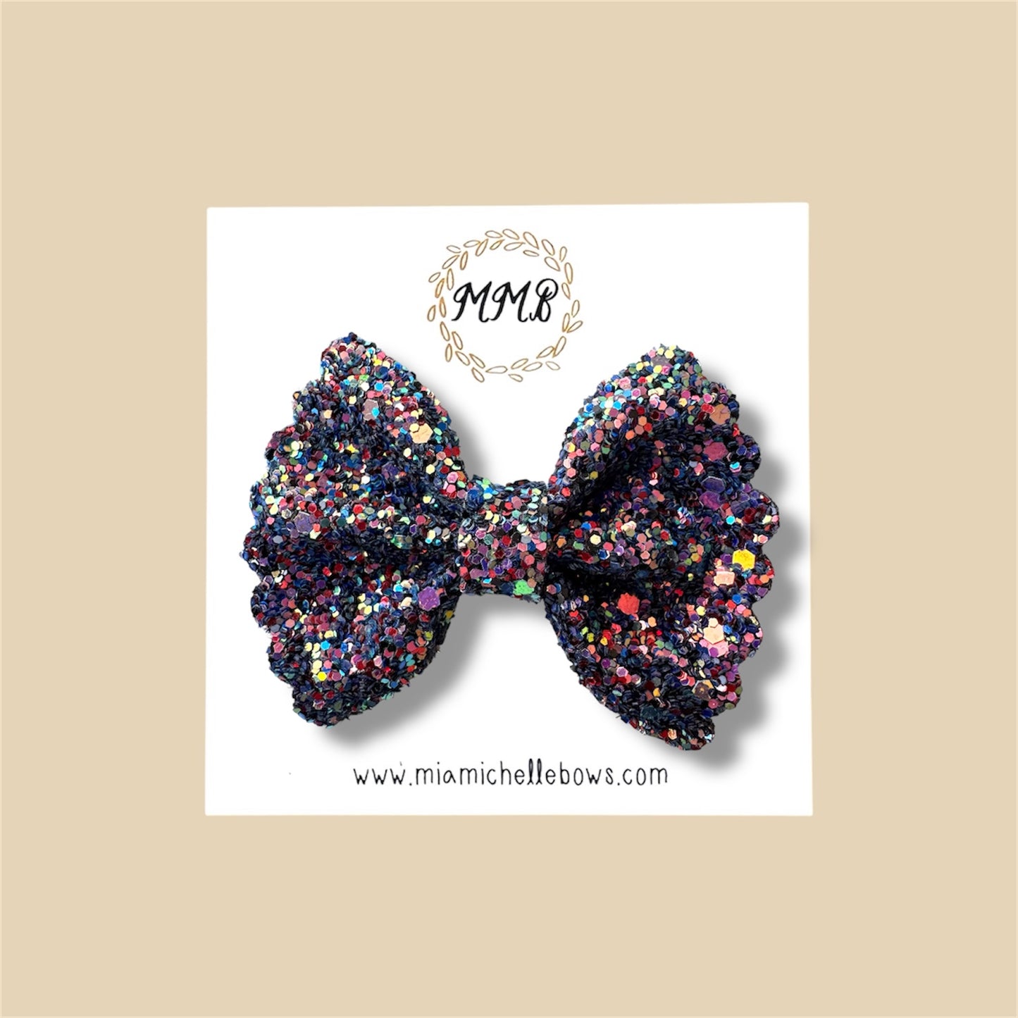 Kaleidoscope Scalloped Glitter Bow