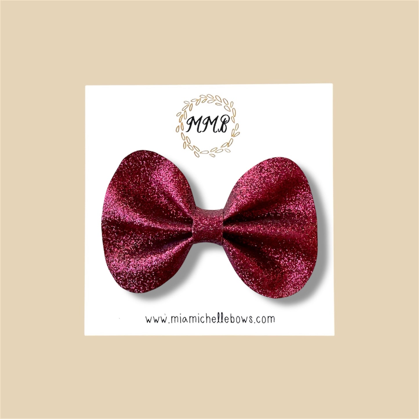 Dark Red Glitter Bow