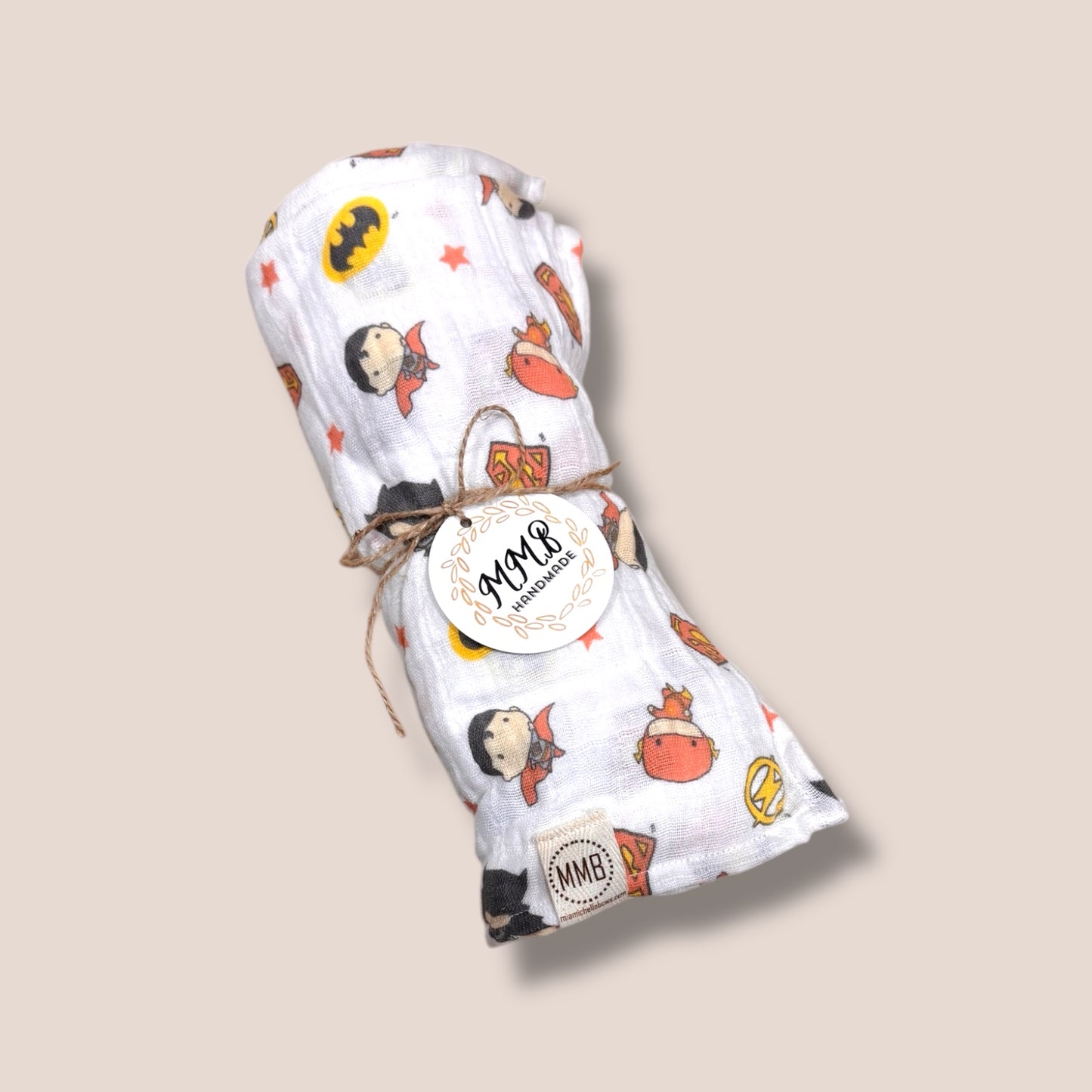 Handmade Cotton Gauze Muslin Swaddle —Super Hero