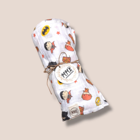 Handmade Cotton Gauze Muslin Swaddle —Super Hero