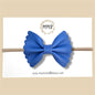 Bright Blue Scalloped Genuine Leather Bow