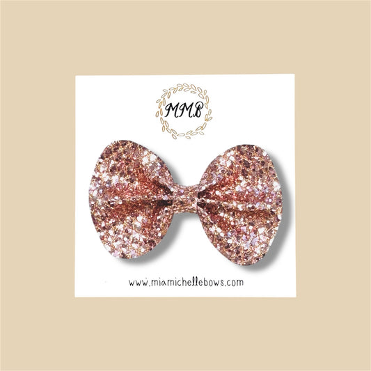 Rose Gold Embroidered Glitter Bow