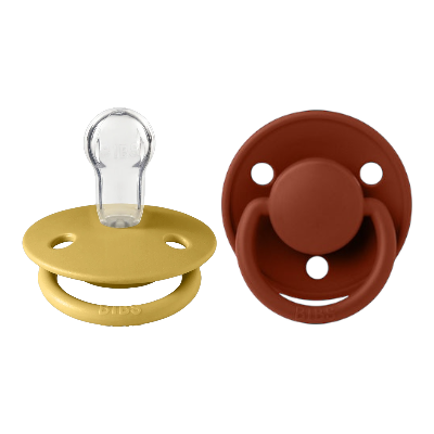 Bibs De Lux Silicone Pacifier 2 Pack- Rust/ Mustard