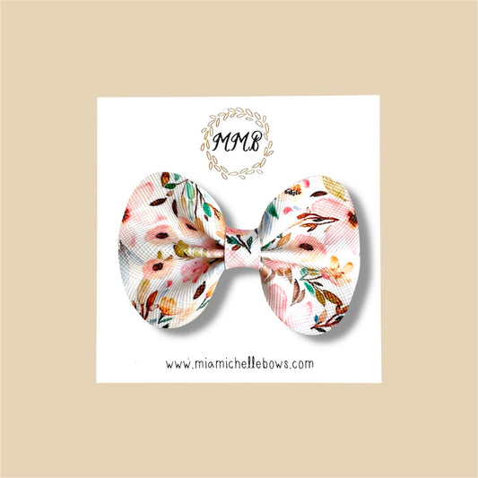 Soft Floral Vegan Leather Bow